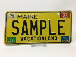 Vintage Maine Sample License Plate Vacationland 1969 70 71 72 Me Year Stickers