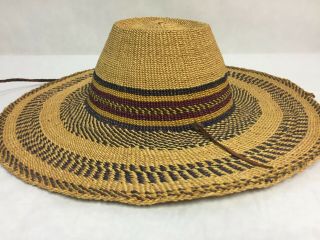 Vintage Native American Indian Woven Basket Hat 16 "