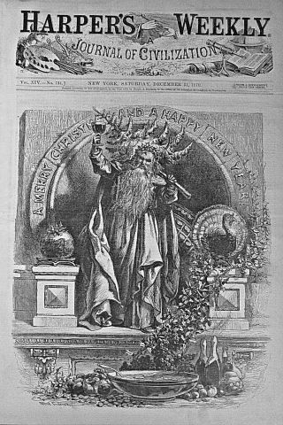 SANTA CLAUS / CHRISTMAS THOMAS NAST 1870 Harper ' s Weekly CHRISTMAS GRAPHICS 2