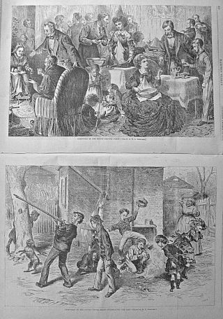 SANTA CLAUS / CHRISTMAS THOMAS NAST 1870 Harper ' s Weekly CHRISTMAS GRAPHICS 5