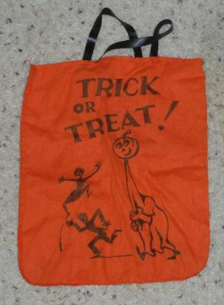 Vintage Cloth Halloween Trick Or Treat Bag Jack O Lantern Ghost Pumpkin