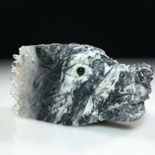 140g Natural Quartz Crystal Cluster Mineral Specimen,  Hand - Carved,  Wolf Head