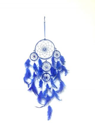 BLUE Handmade Dream Catcher Wall Hanging Decoration with Feathers 27 