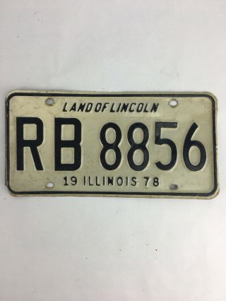Vintage 1978 Illinois Stamped Metal License Plate Rb8856 Land Of Lincoln