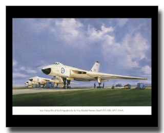 Avro Vulcan B1s Of Raf 83 Squadron Waddington Qra Framed Picture Norman Hoad