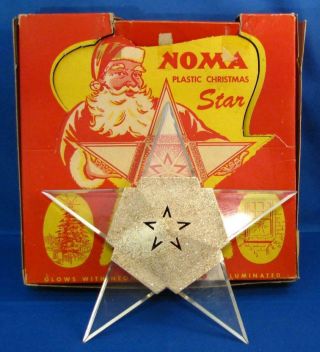 Rare Vintage Noma Christmas Tree Mica Metal 9 " Neon Star Light W/ Box