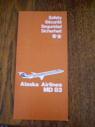 Alaska Airlines Md - 83 Flight Safety Card.  January,  1987.