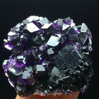 250gnatural Cube Deep Purple Fluorite Crystal Cluster Mineral Specimen/china