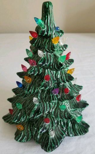 Vintage Ceramic Christmas Tree 8 Inch Light Up Signed