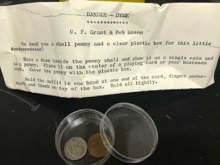 Vintage U.  F.  Grant Dandee Dyme Magic Trick With Instructions