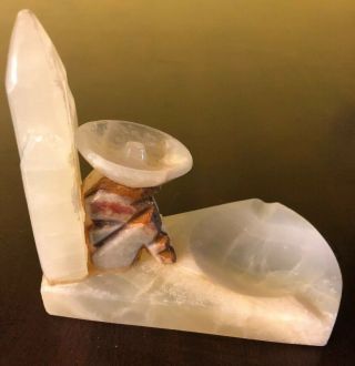 Vintage Marble/ Onyx/alabaster Hand Carved Aztec Tribal Mexican Ashtray/ Trinket