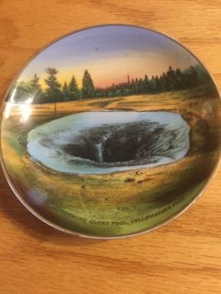Vintage Souvenir Scenic China Dish,  Morning Glory Pool,  Yellowstone Park