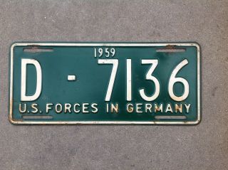 1959 U.  S.  Forces In Germany License Plate