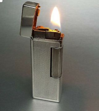 Early Dunhill Silver Plated ‘barley’ Rollagas Lighter - Fully Overhauled