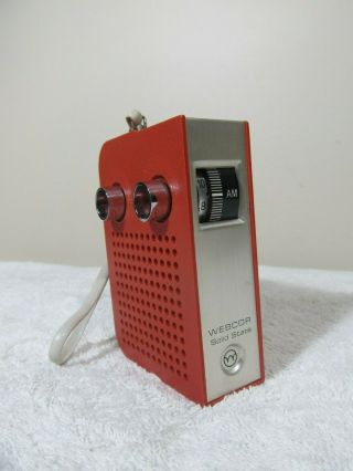 Vintage Webcor Orange Solid State Portable Am Radio Modern Design
