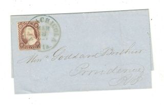 1857 Folded Cover,  Pm Apalachicola,  Fl,  Tied To Scott 11,  To Rhode Island
