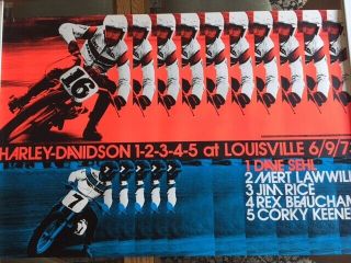 Harley Davidson Oem Printed Poster Wrecking Crew @ Louisville 1973 24 " X 36 "