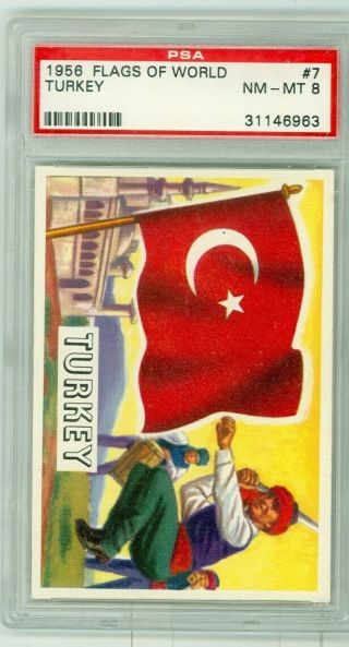 1956 Topps Flag Of The World 7 Turkey Psa 8 Near To