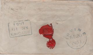 1851 QV HOLYTOWN COVER WITH A 4 MARGIN 1d PENNY IMPERF STAMP SENT TO IRVINE 3