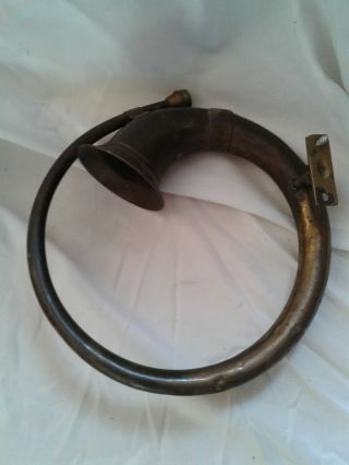 Vintage Antique Brass Auto Car Horn W/ Side Mount Bracket No Squeeze Bulb