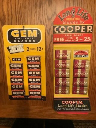 2 Vintage Razor Blade Displays Cooper And Gem