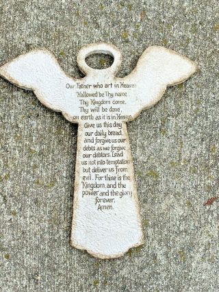 Vintage CAFFCO Lord ' s Prayer Stone Ware Angel Wall Plaque Our Father HEAVEN ❤️m9 2