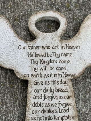 Vintage CAFFCO Lord ' s Prayer Stone Ware Angel Wall Plaque Our Father HEAVEN ❤️m9 5