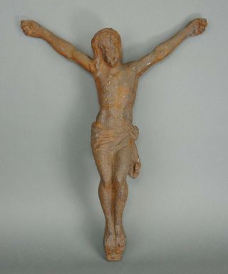 Antique Cast Iron Reliquary Jesus Crucifix Spanish California Mission Statue