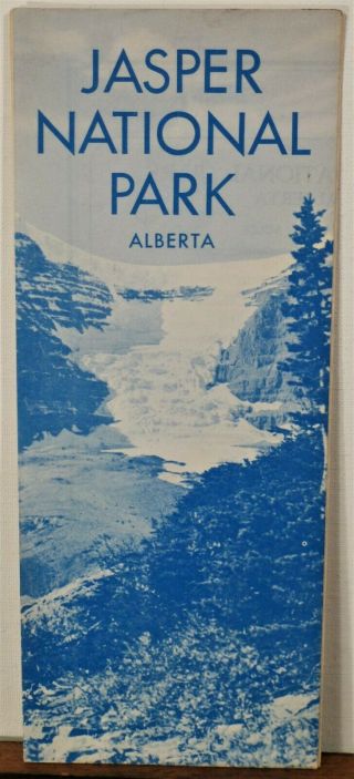 1964 Jasper National Park Alberta Vintage Trail Road Map Travel Brochure B