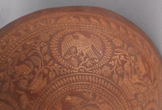 Antique Early 20thC Carved American Eagle & Shields South American Peru Gourd 3