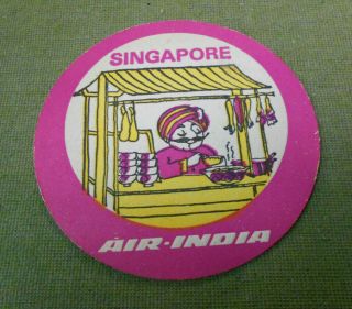 Kk.  Air India Airlines Drink Coaster - Singapore
