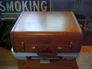 Vintage Train Case Samsonite Brown Faux Leather Luggage 4616