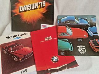 4 Vintage Car Brochures Datsun 1979 Bmw 1978 Monet Carlo 1979 Porsche 1977