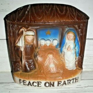 Vintage 1973 Dapol Blowmold Christmas Lighted Peace On Earth Nativity Scene
