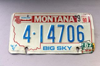 Vintage Montana License Plate 4 14706 Big Sky Country Car Truck Sign