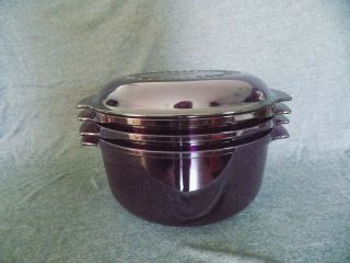 Tupperware 5 Piece Steam N Serve Purple Stacking Cooker Microwave Steamer 2192