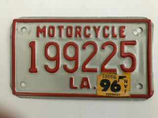 Vintage Louisiana Motorcycle License Plate 199225 - 1978 - 1995 Base Plate