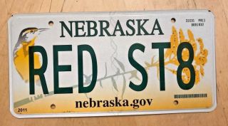 Nebraska Bird Vanity License Plate " Red St8 " Red State Go Gop Vote Republican