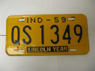 1959 59 Indiana In License Plate Qs1349