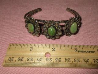 Vintage Early American Indian Navajo Old Pawn Silver Turquoise Cuff Bracelet 2