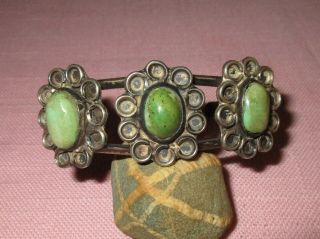 Vintage Early American Indian Navajo Old Pawn Silver Turquoise Cuff Bracelet 3
