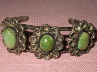 Vintage Early American Indian Navajo Old Pawn Silver Turquoise Cuff Bracelet 7