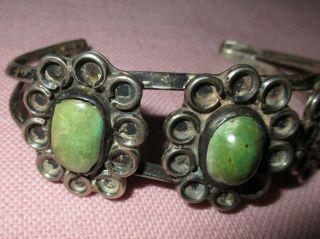 Vintage Early American Indian Navajo Old Pawn Silver Turquoise Cuff Bracelet 8