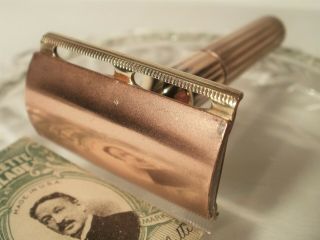 Vintage Gillette Heavy Tech Razor - Gillette Copper Brass Razor -