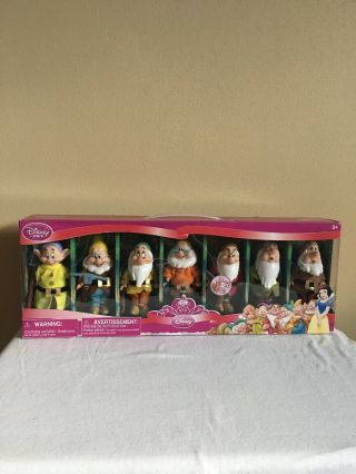 2009 Disney Store Princesses Seven Dwarfs Doll Figures Set W/gems Retired Nib