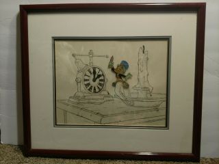 Framed Walt Disney Jiminy Cricket Hand Painted Movie Film