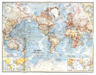 ⫸ 1960 - 11 Vintage Premium - Quality Map The World – National Geographic