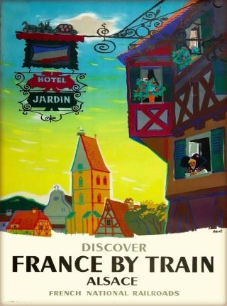 Discover France By Train Alsace Vintage Railways Travel Art Poster Print