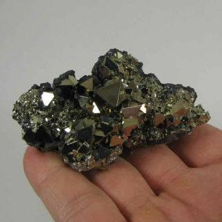 3.  1 " Octahedral Pyrite W/ Sphalerite Crystals Cluster - Huanzala Mine,  Peru