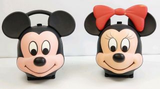 Mickey And Minnie Mouse Lunch Box Head No Thermos,  Disney Aladdin Set Of 2